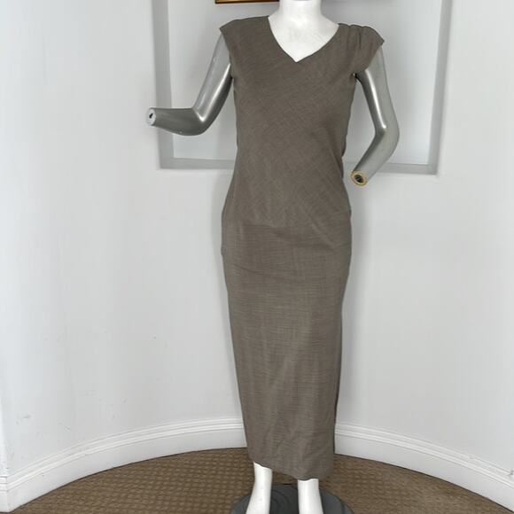 VINTAGE SARA STURGEON SLEEVELESS TAUPE MAXI DRESS SIZE 3 - Picture 11 of 11
